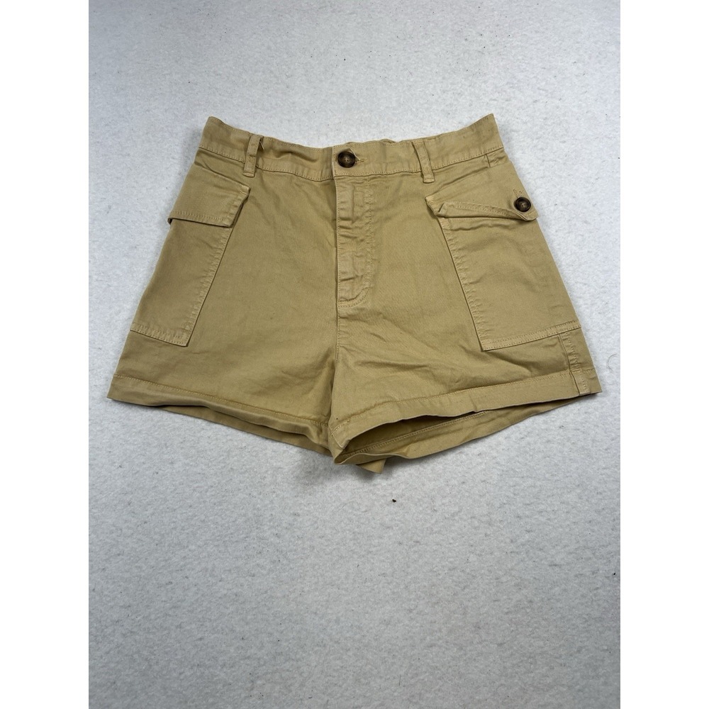 Frame Women's Khaki Cargo High Rise Flat Front Shorts Size 26‎ EUC